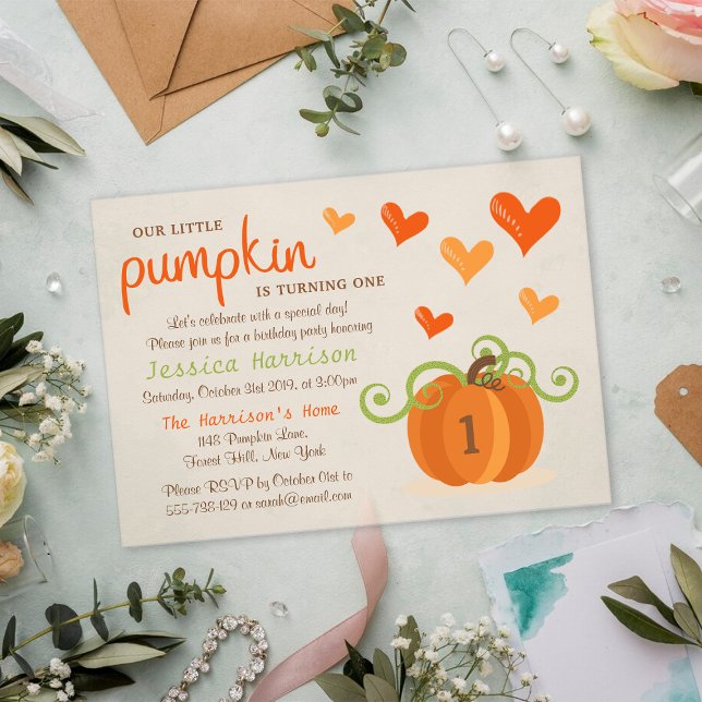 Cute Little Pumpkin 1st Birthday Acrylic Invitations (Creator Uploaded)