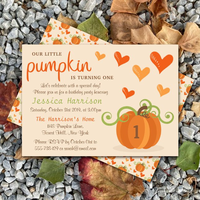 Cute Little Pumpkin 1st Birthday Invitations (Creator Uploaded)