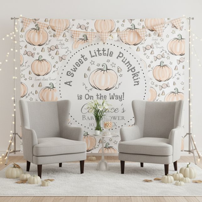 Cute Little Pumpkin Autumn Baby Shower Backdrop (Creator Uploaded)
