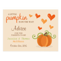 Cute Little Pumpkin Baby Shower Advice Cards