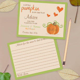 Cute Little Pumpkin Baby Shower Advice Cards