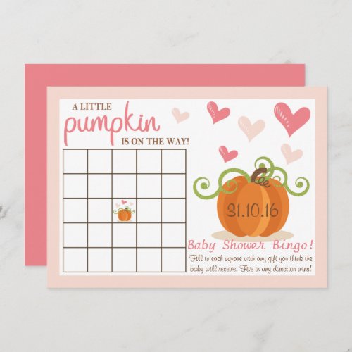 Cute Little Pumpkin Baby Shower Bingo Cards