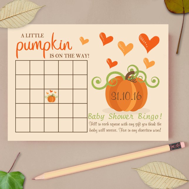 Cute Little Pumpkin Baby Shower Bingo Cards (Creator Uploaded)