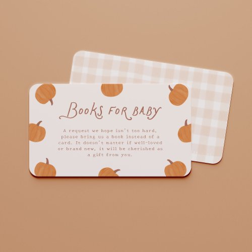 Cute Little Pumpkin Baby Shower Books for Baby Enclosure Card
