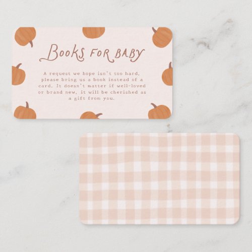 Cute Little Pumpkin Baby Shower Books for Baby Enclosure Card