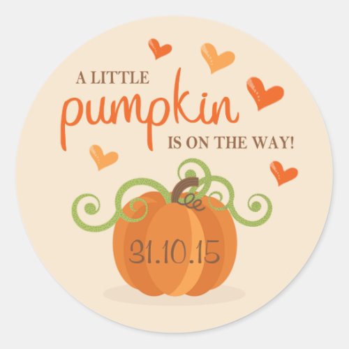 Cute Little Pumpkin Baby Shower Classic Round Sticker