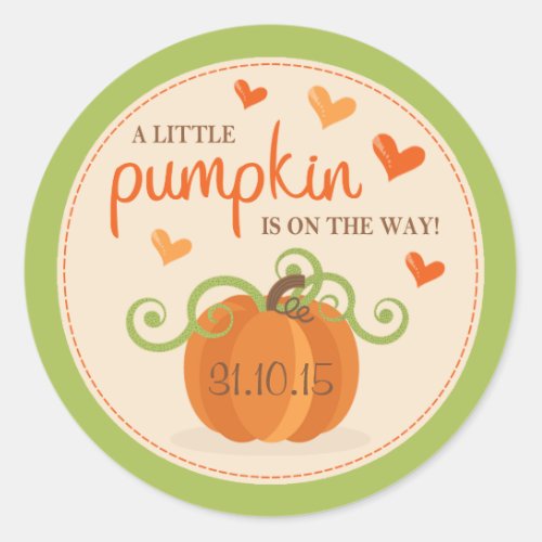 Cute Little Pumpkin Baby Shower Classic Round Sticker