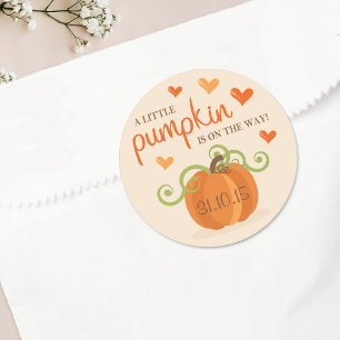 Cute Little Pumpkin Baby Shower Classic Round Sticker