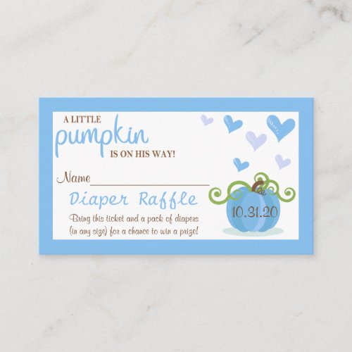Cute Little Pumpkin Baby Shower Diaper Raffle Enclosure Card
