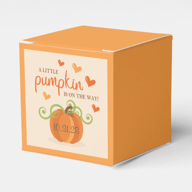 Cute Little Pumpkin Baby Shower Favor Boxes (Front Side)