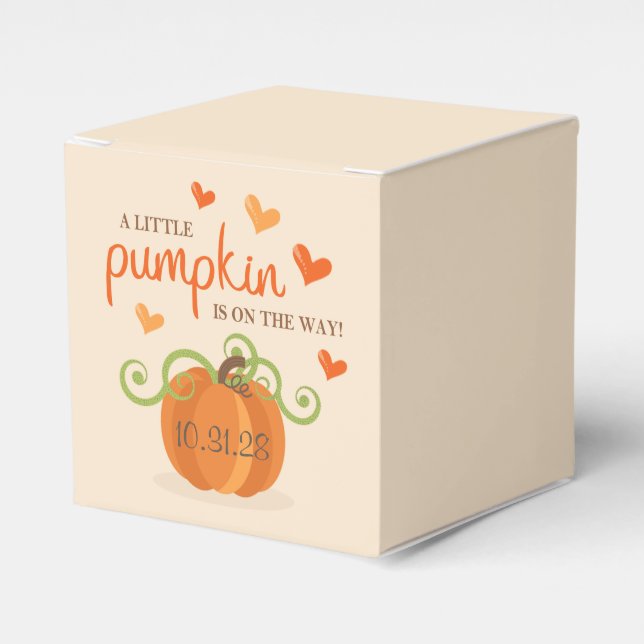 Cute Little Pumpkin Baby Shower Favor Boxes (Front Side)