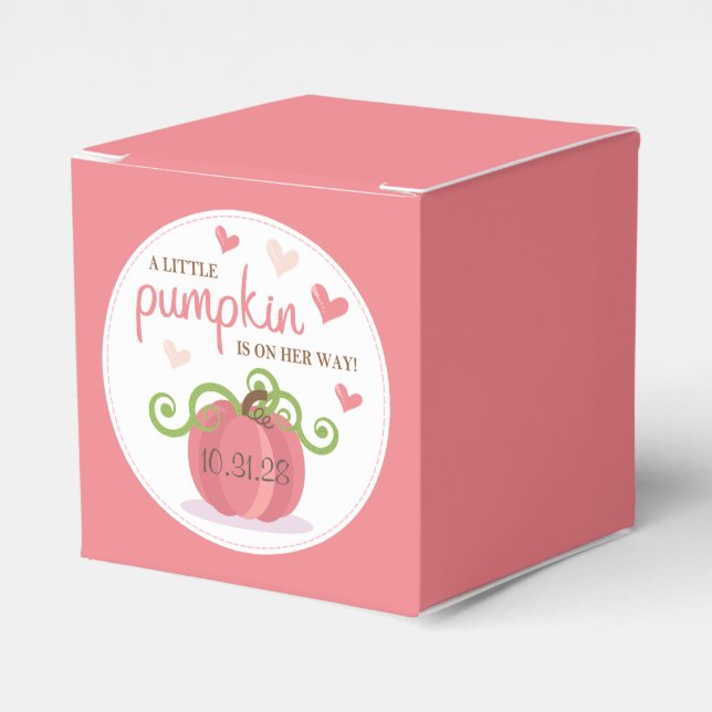 Cute Little Pumpkin Baby Shower Favor Boxes (Front Side)