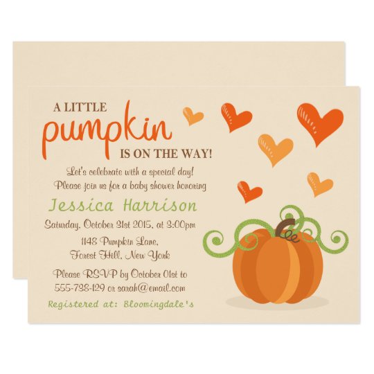 Cute Little Pumpkin Baby Shower Invitations Zazzle Com