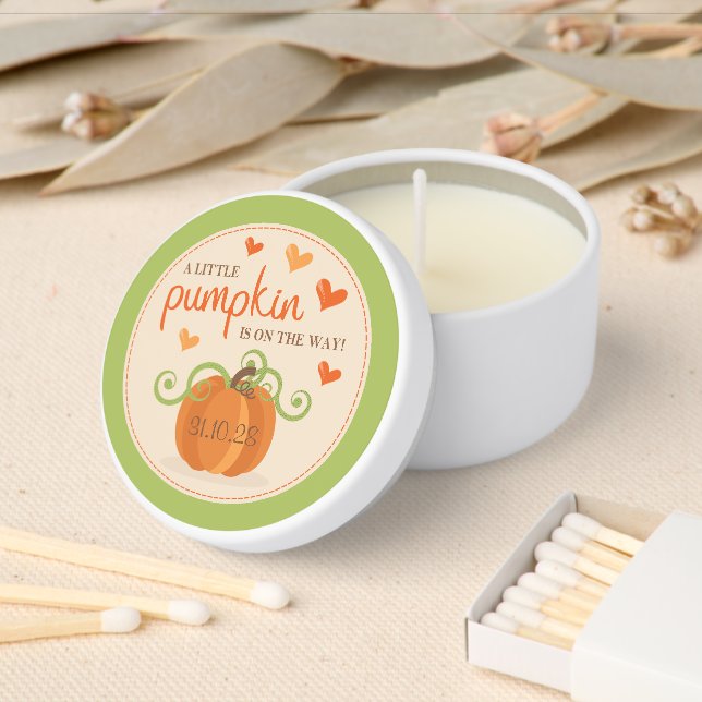 Cute Little Pumpkin Baby Shower Mini Candle Favors (Insitu)