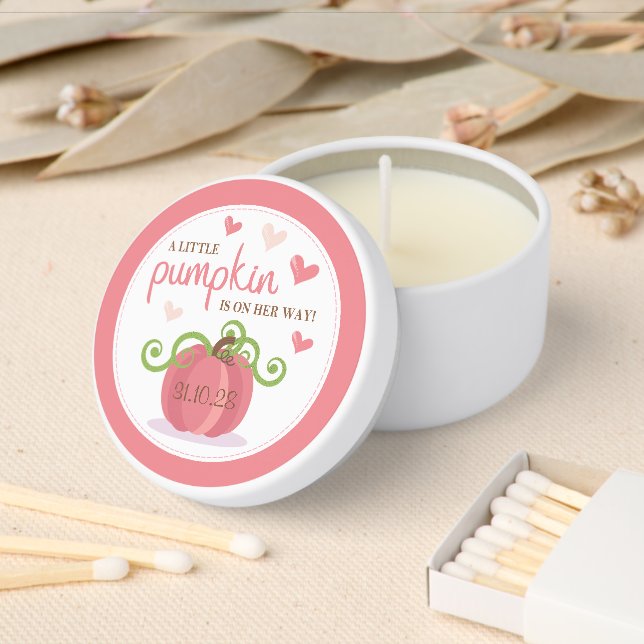 Cute Little Pumpkin Baby Shower Mini Candle Favors (Insitu)
