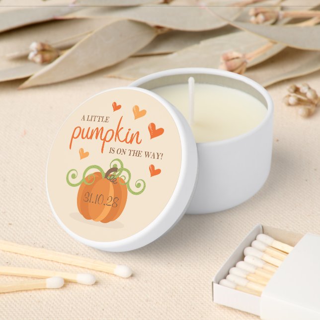 Cute Little Pumpkin Baby Shower Mini Candle Favors (Insitu)