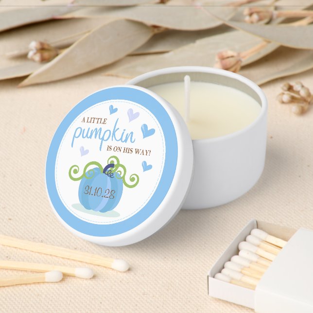 Cute Little Pumpkin Baby Shower Mini Candle Favors (Insitu)