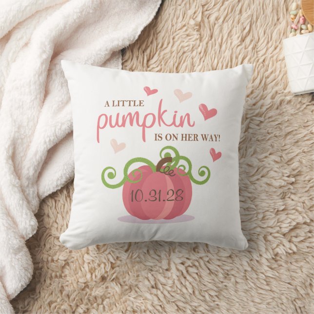 Cute Little Pumpkin Baby Shower Napkins Throw Pillow (Blanket)