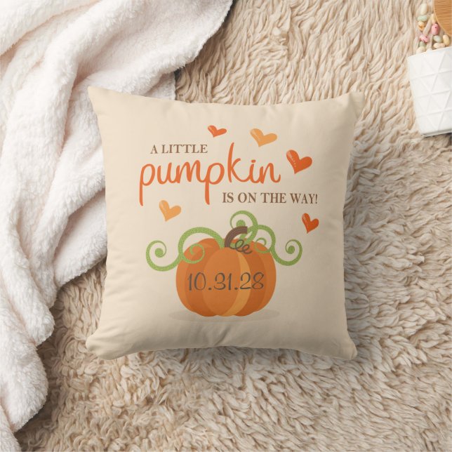Cute Little Pumpkin Baby Shower Napkins Throw Pillow (Blanket)
