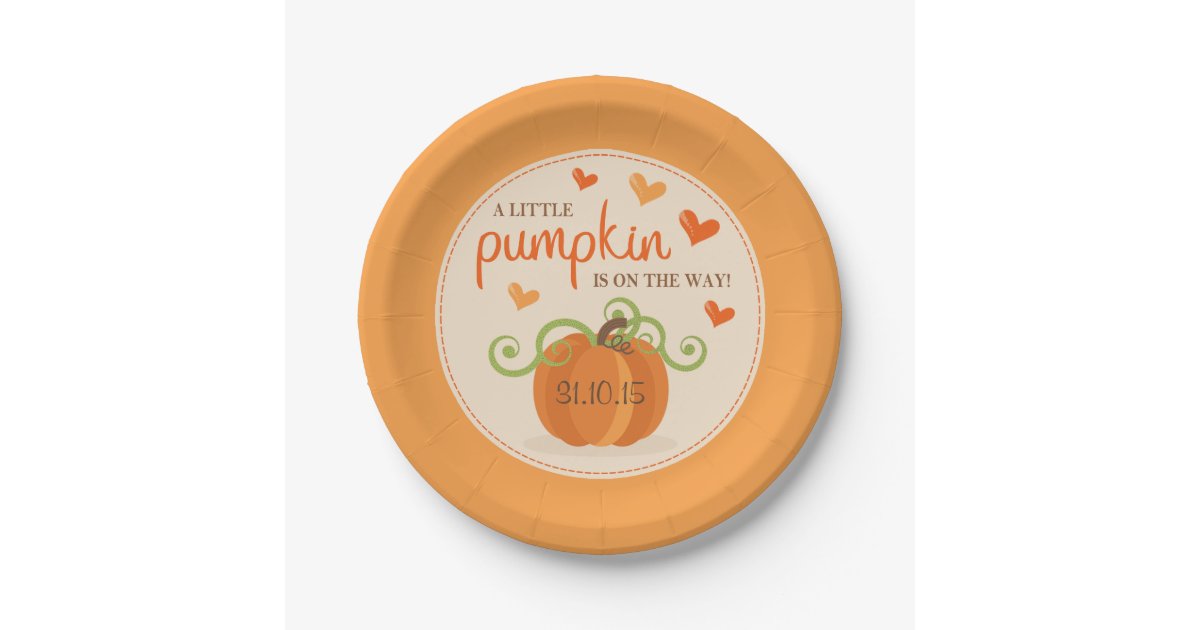 Cute Little Pumpkin Baby Shower Paper Plates Zazzle