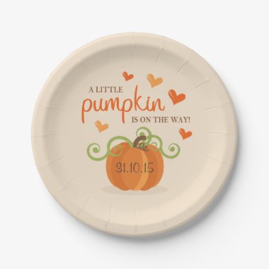 Cute Little Pumpkin Baby Shower Paper Plates