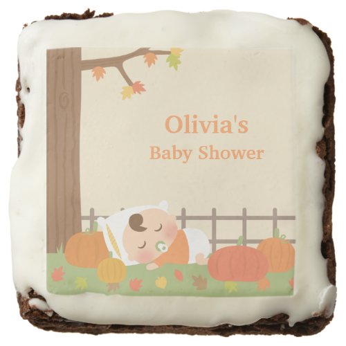 Cute Little Pumpkin Baby Shower Sweet Treats Chocolate Brownie