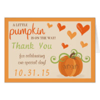 Cute Little Pumpkin Baby Shower Thank You Cards