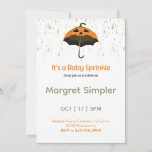 Cute Little Pumpkin Baby Sprinkle Invitation