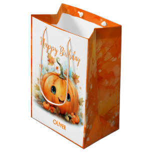 Cute Little Pumpkin Birthday Medium Gift Bag