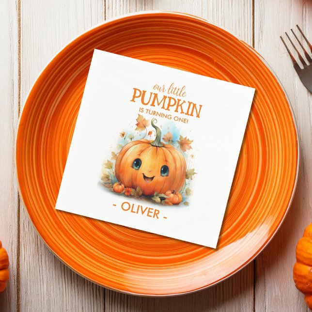 Cute Little Pumpkin Birthday Napkins (Creator Uploaded)