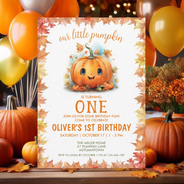 Cute Little Pumpkin Birthday Party Invitation (Creator Uploaded)