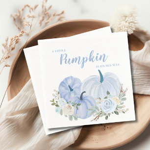 Cute Little Pumpkin Blue Baby Shower Napkins