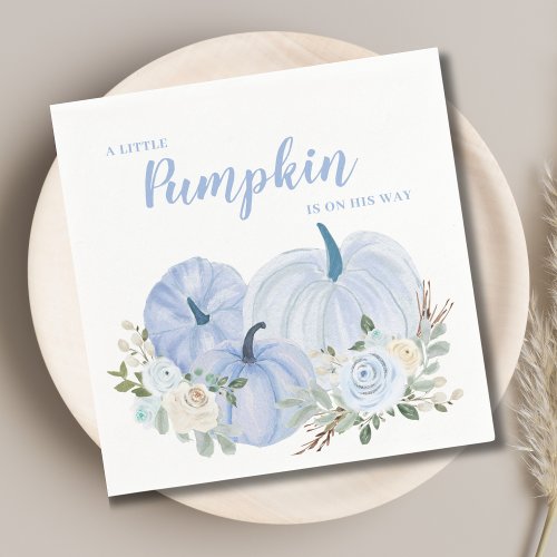 Cute Little Pumpkin Blue Baby Shower Napkins