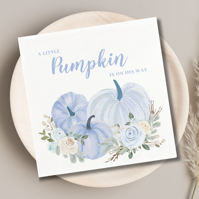 Cute Little Pumpkin Blue Baby Shower Napkins (Creator Uploaded)