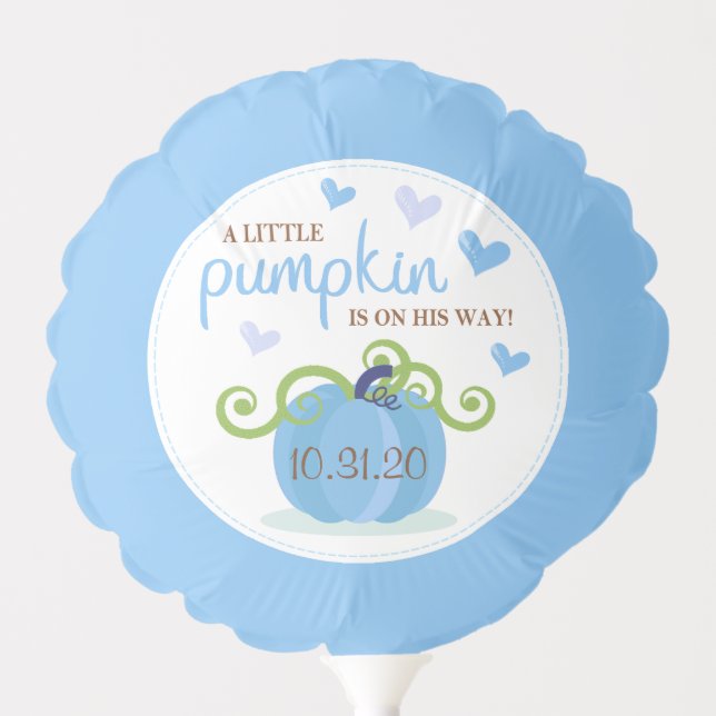 Cute Little Pumpkin Boys Baby Shower Balloon (Front)