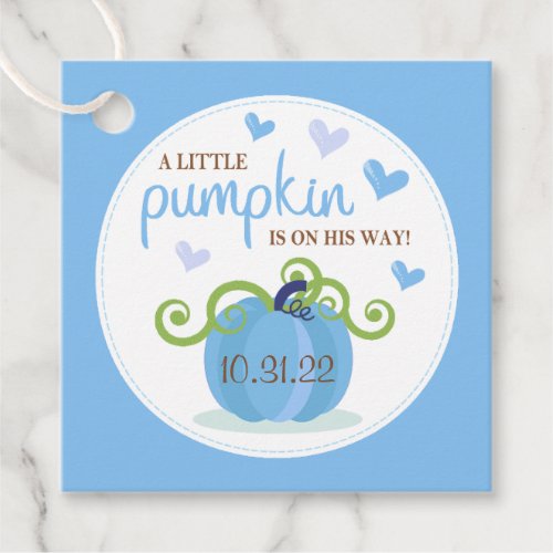 Cute Little Pumpkin Boys Baby Shower Favor Tags