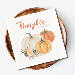 Cute Little Pumpkin Burnt Orange Baby Shower Napkins
