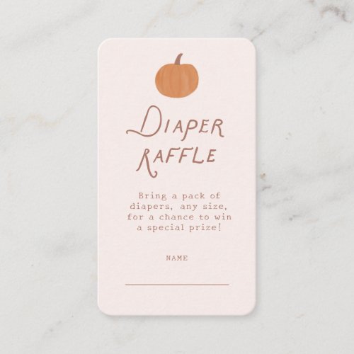 Cute Little Pumpkin Diaper Raffle Ticket Enclosure Card