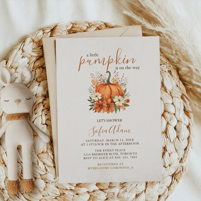Cute Little Pumpkin Fall Autumn Baby Shower Invitation (Creator Uploaded)