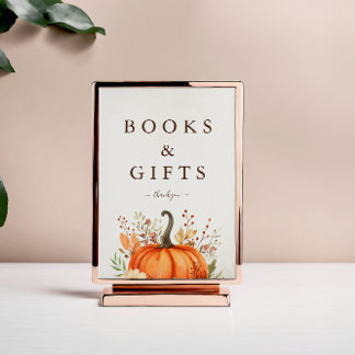 Cute Little Pumpkin Fall Autumn Baby Shower Pedestal Sign