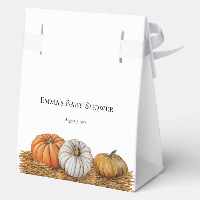 Cute Little Pumpkin Fall Baby Shower Favor Boxes (Back)