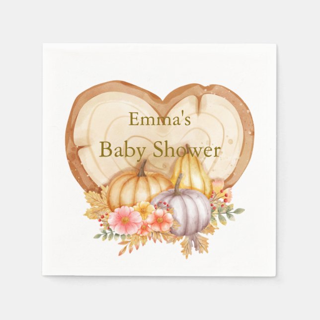 Cute Little Pumpkin Fall Baby Shower Napkins (Front)