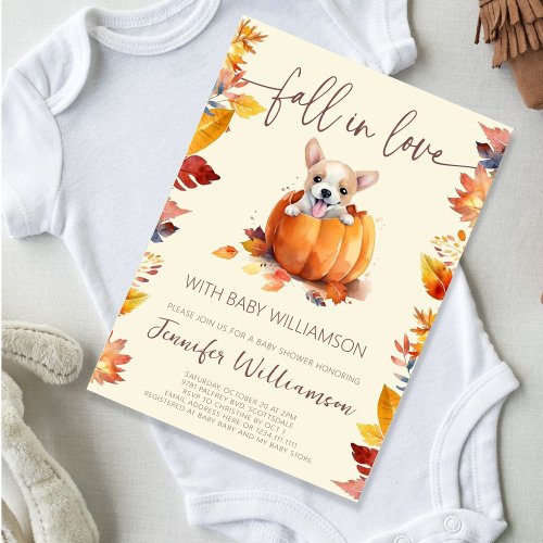 Cute Little Pumpkin Fall in Love Baby Shower Invitation