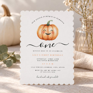 Cute Little Pumpkin First Birthday Party Invitation