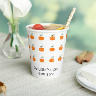 Cute Little Pumpkin First Birthday Party Paper Cups