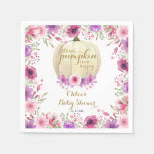 Cute Little Pumpkin Floral Baby Shower Napkins