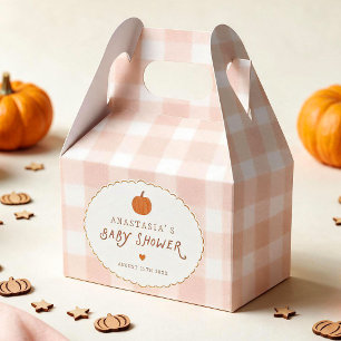 Cute Little Pumpkin Gingham Baby Shower Favor Boxes