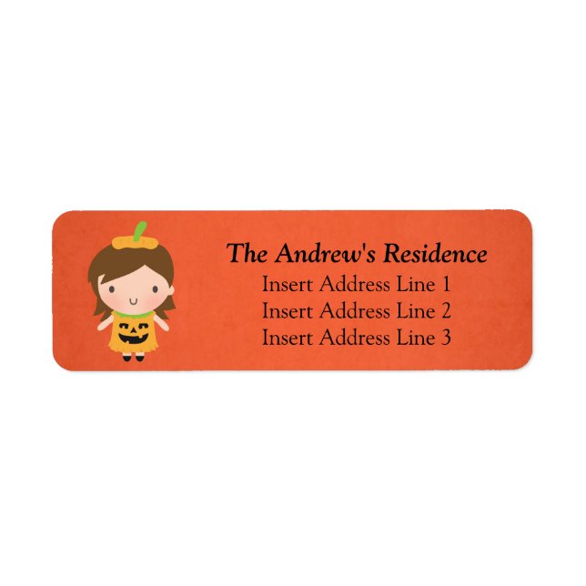 Cute Little Pumpkin Girl Kids Halloween Label (Front)