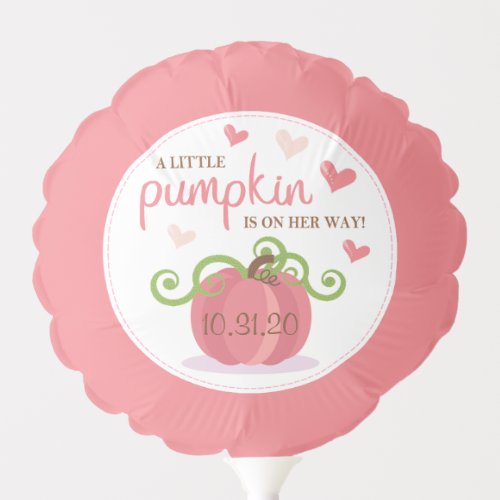Cute Little Pumpkin Girls Baby Shower Balloon