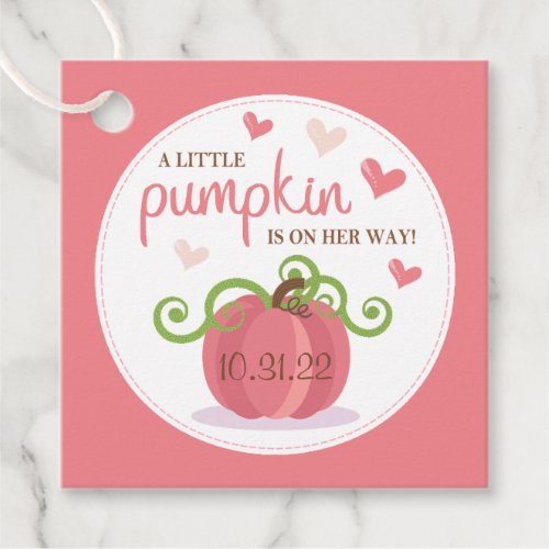 Cute Little Pumpkin Girls Baby Shower Favor Tags